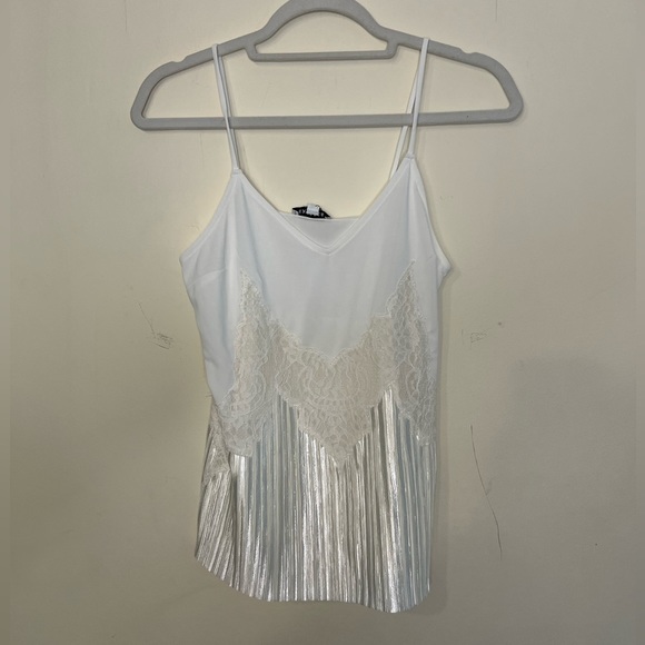 Express White Pleated Lace Cami - Picture 5 of 8